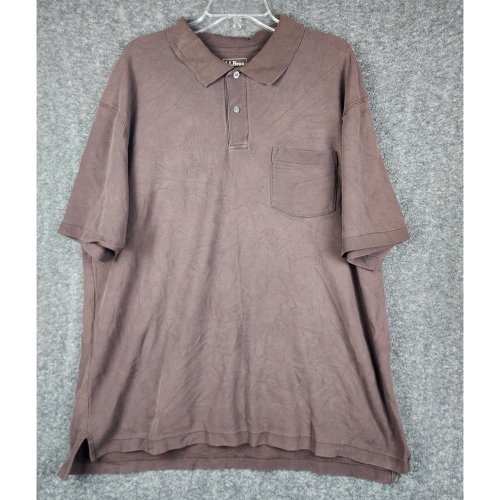 L.L. Bean Polo Shirt Men XXL Brown Short Sleeve Pique Cotton 242373